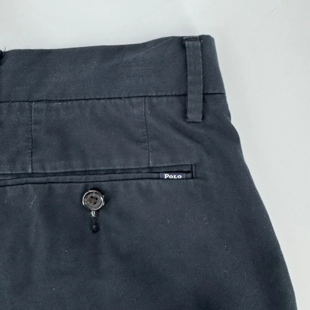 Polo Ralph Lauren Men Navy Blue Stretch Classic Fit Chino Shorts 31 Flat Front